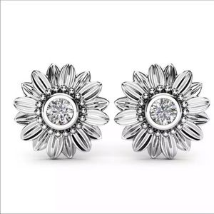 925 sterling silver crystal Sunflower Earrings